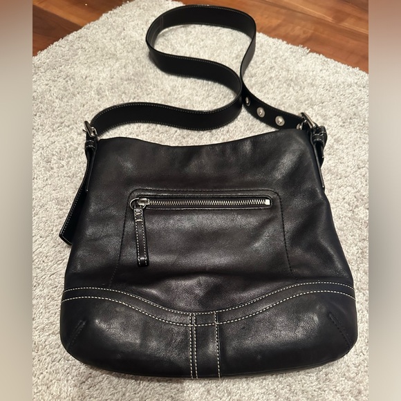 Coach - Black Leather Crossbody Bag - Picture 2 of 15